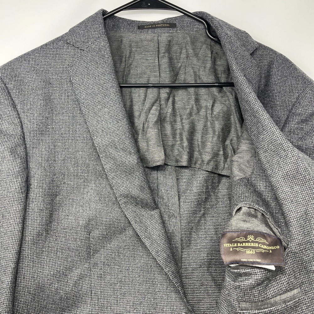 J Hilburn Mens Suit Jacket 46R Vitale Barberis Canonico 100% Wool Houndstooth